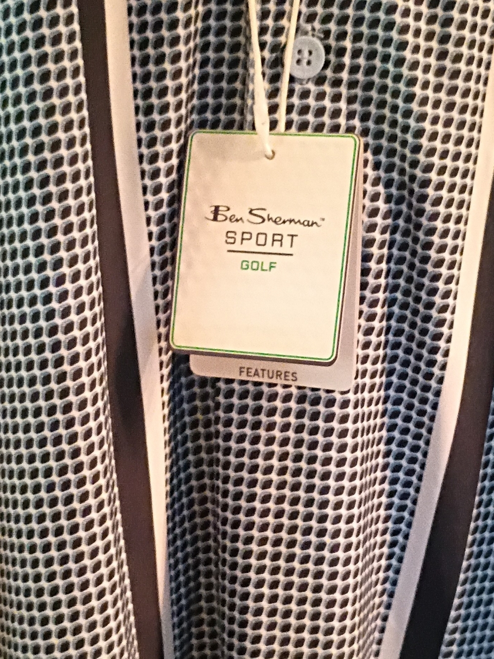 Ben Sherman Sport Golf Men's Navy and White Patterned Polo
